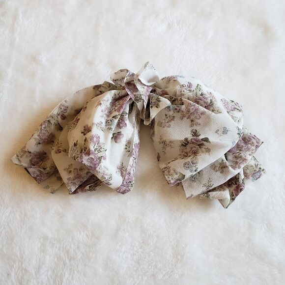 Floral Bow Hair Barrette - Picture 1 of 3